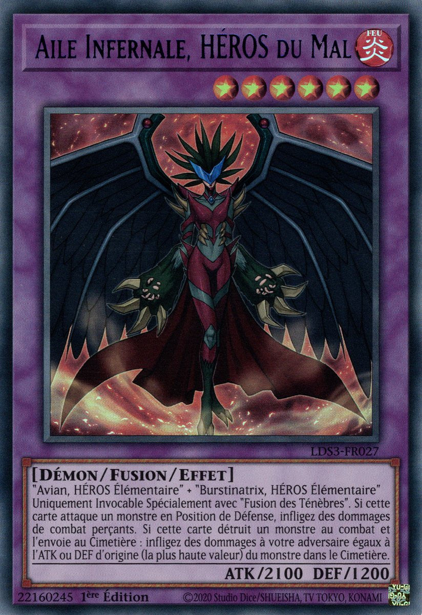 Aile Infernale, HÉROS du Mal - LDS3-FR027 (V.3 - Bleu) - Cartes Yu-Gi-Oh!