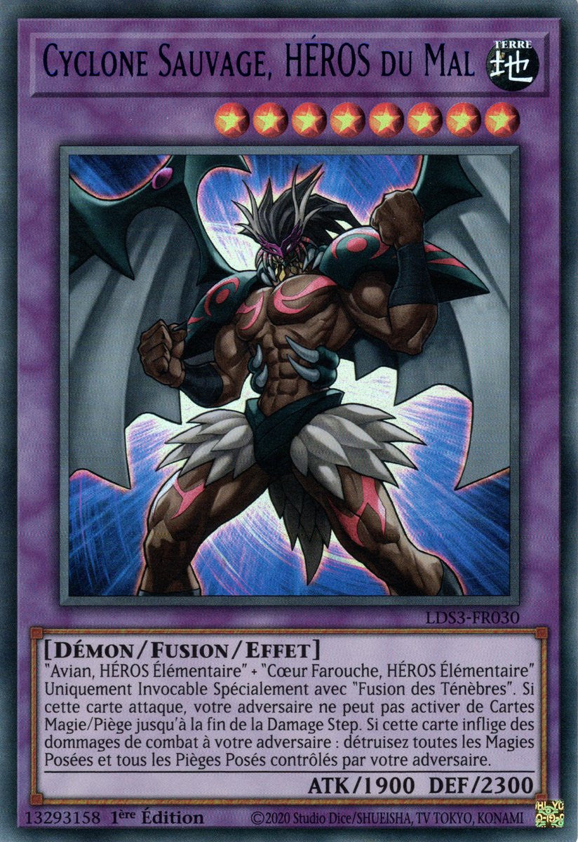 Cyclone Sauvage, HÉROS du Mal - LDS3-FR030 (V.3 - Bleu) - Cartes Yu-Gi-Oh!