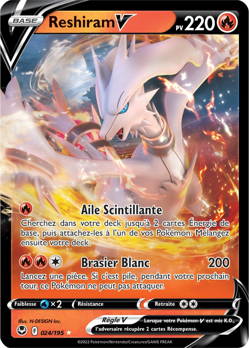 Reshiram V - 024/195 - Ultra Rare - Carte Pokémon Tempête Argentée EB12