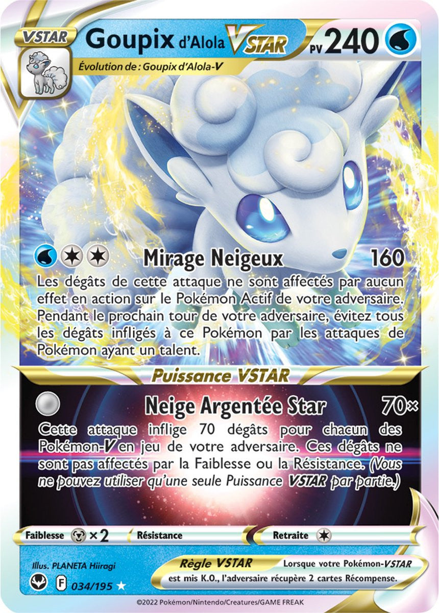 Goupix d'Alola VSTAR - 034/195 - Ultra Rare - Carte Pokémon Tempête Argentée EB12
