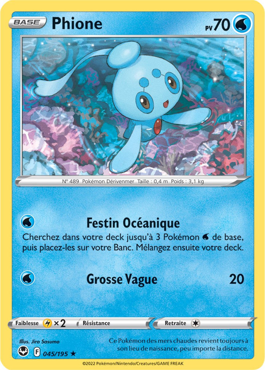 Phione - 045/195 - Rare / Reverse - Carte Pokémon Tempête Argentée EB12