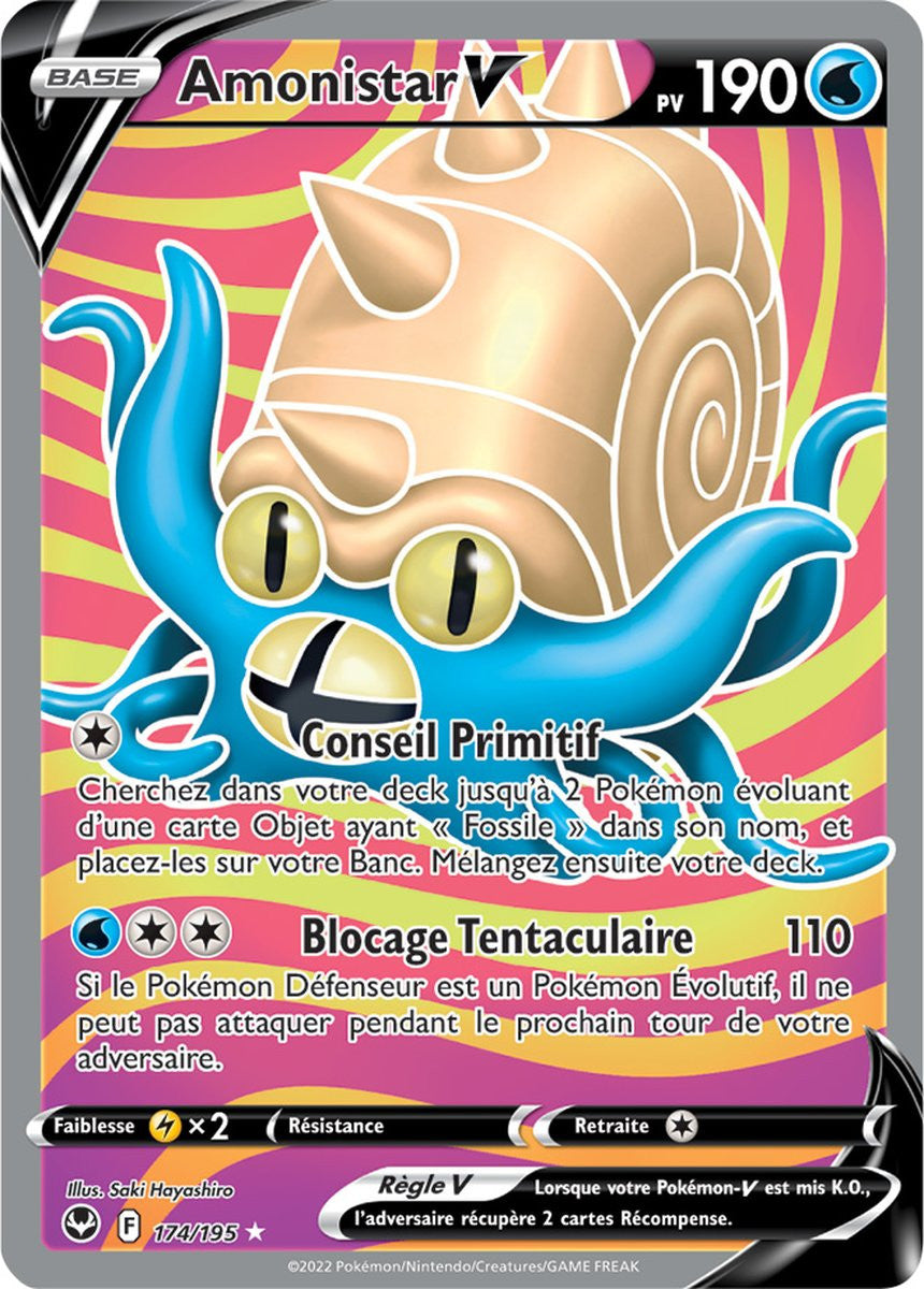 Amonistar V - 174/195 - Ultra Rare Full Art - Carte Pokémon Tempête Argentée EB12