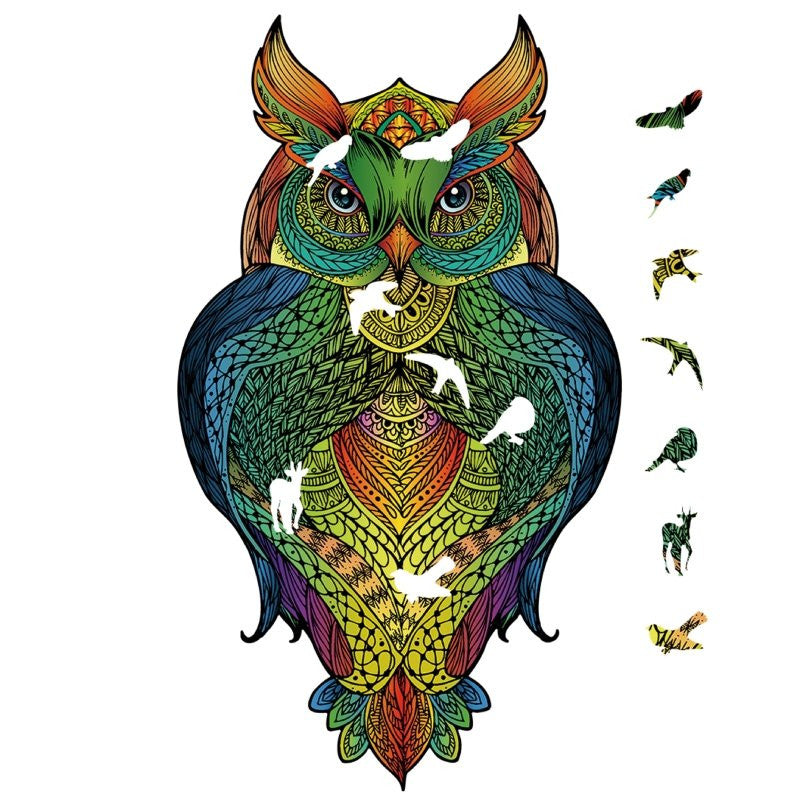 Rainbow Puzzle en bois - Hibou - 137 pièces