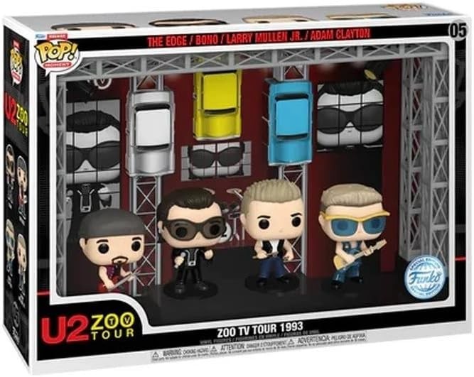 U2 Pack de 4 Figurines POP! Moments DLX Zoo TV 1993 Tour EXCLUSIVE Vinyle Figurine 10cm