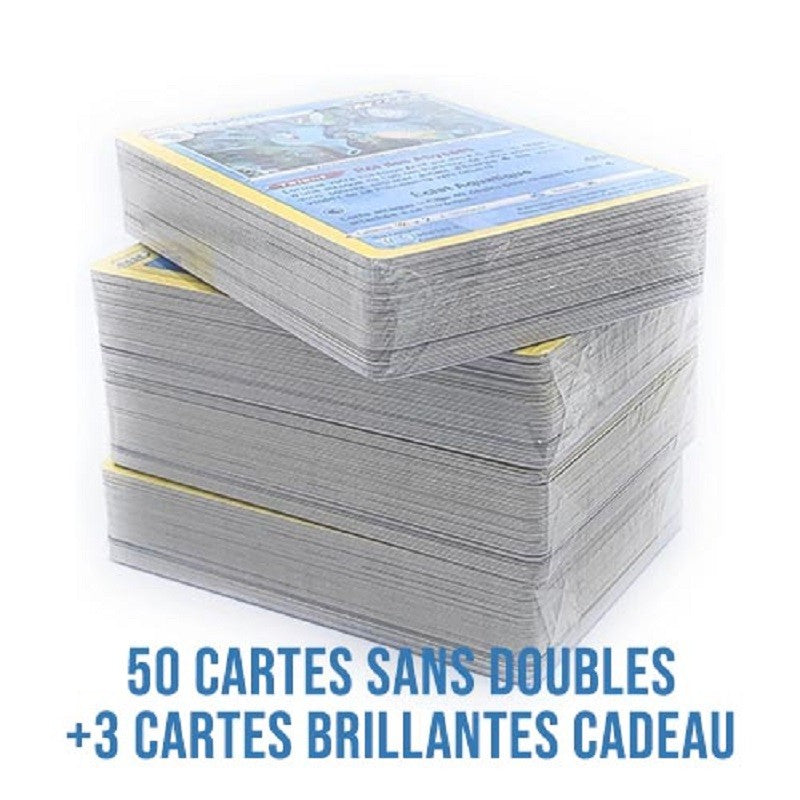Pokémon - Lot de 50 Cartes sans Doubles + 3 Cartes Brillantes Cadeau