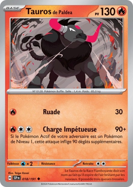 Tauros de Paldea (SSP 018/191) - Carte Pokémon Étincelles Déferlantes EV08