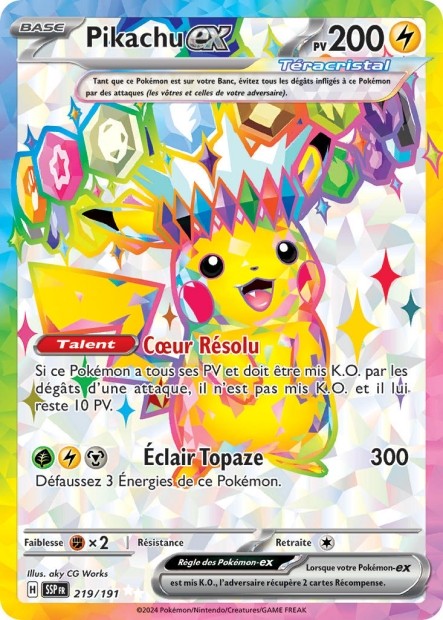 Pikachu ex (SSP 219/191) - Carte Pokémon Étincelles Déferlantes EV08