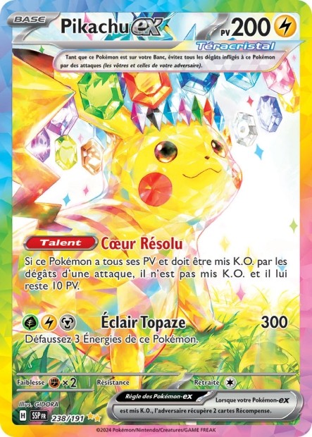 Pikachu ex (SSP 238/191) - Carte Pokémon Étincelles Déferlantes EV08