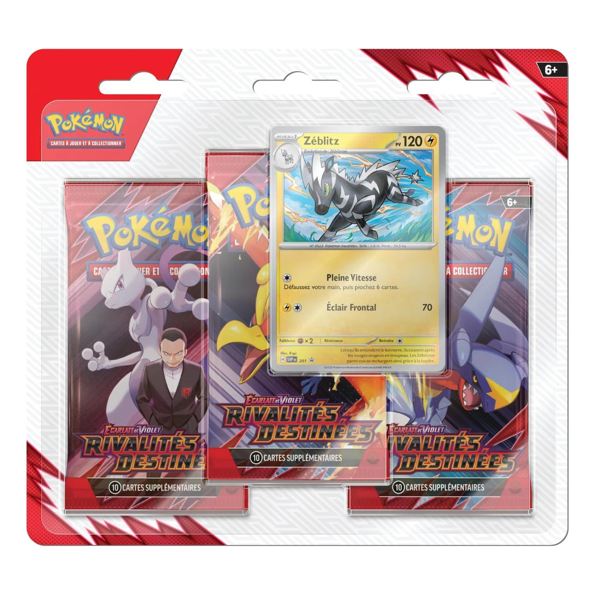 Tri Pack de 3 Boosters EV10 Rivalités Destinées : Zéblitz - Pokémon