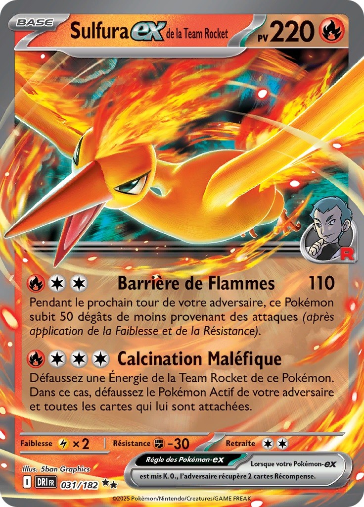 Sulfura ex de la Team Rocket (DRI 031) - Rivalités Destinées - Carte Pokémon
