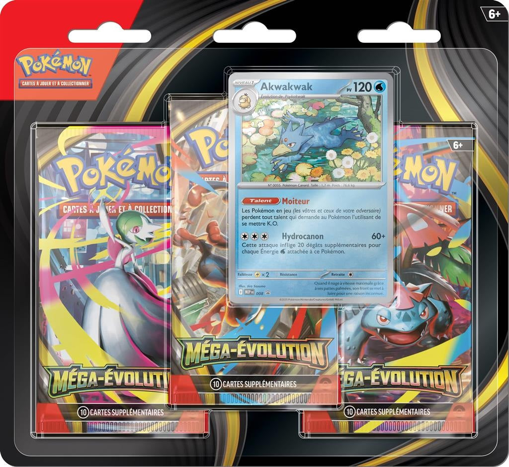 Tri Pack de 3 Boosters ME01 Méga-Évolution : Akwakwak - Pokémon