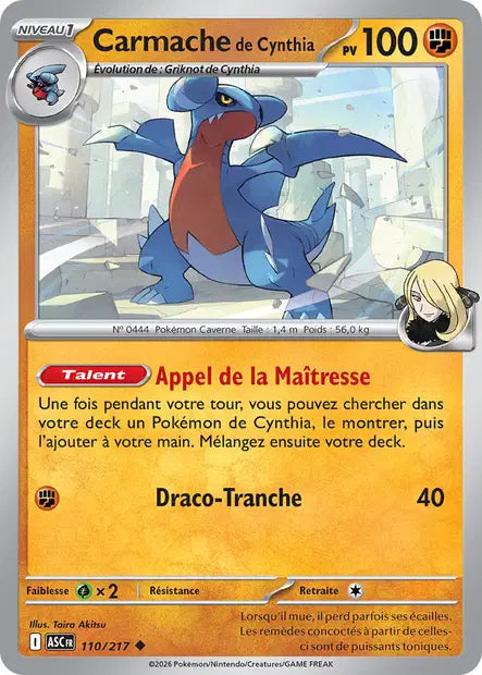 Carmache de Cynthia (ASC 110/217) - ME02.5 Héros Transcendants - Carte Pokémon