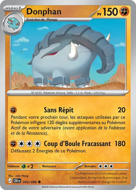 Donphan (CRI 045/086) - ME04 Chaos Ascendant - Carte Pokémon - DracauGames