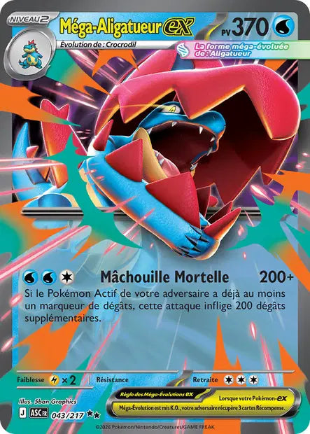 Mega Aligatueur ex (ASC 043/217) - ME02.5 Héros Transcendants - Carte Pokémon
