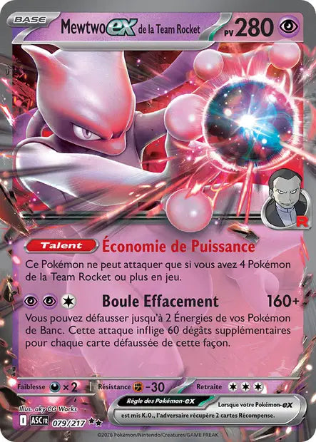 Mewtwo ex de la Team Rocket (ASC 079/217) - ME02.5 Héros Transcendants - Carte Pokémon
