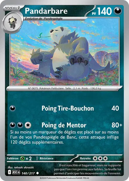 Pandarbare (ASC 140/217) - ME02.5 Héros Transcendants - Carte Pokémon