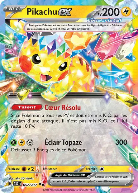 Pikachu ex (ASC 057/217) - ME02.5 Héros Transcendants - Carte Pokémon