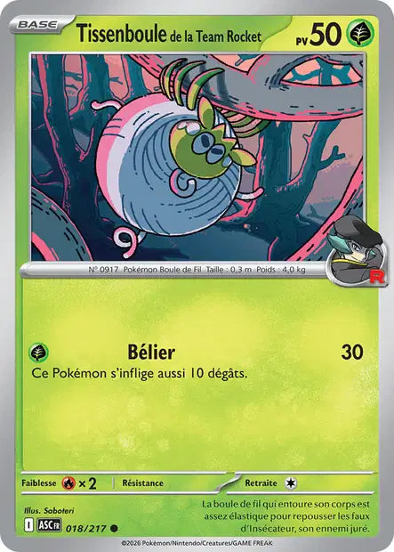 Tissenboule de la Team Rocket (ASC 018/217) - ME02.5 Héros Transcendants - Carte Pokémon - DracauGames