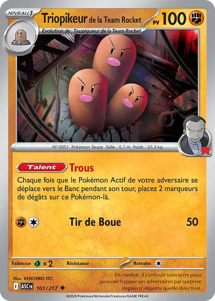Triopikeur de la Team Rocket (ASC 101/217) - ME02.5 Héros Transcendants - Carte Pokémon