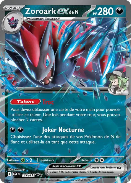 Zoroark ex de N (ASC 137/217) - ME02.5 Héros Transcendants - Carte Pokémon