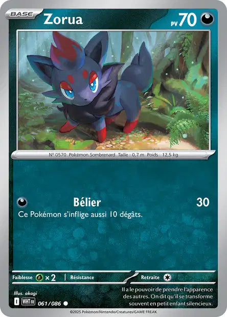 Zorua (WHT 061/086) - Flamme Blanche - Carte Pokémon EV10.5