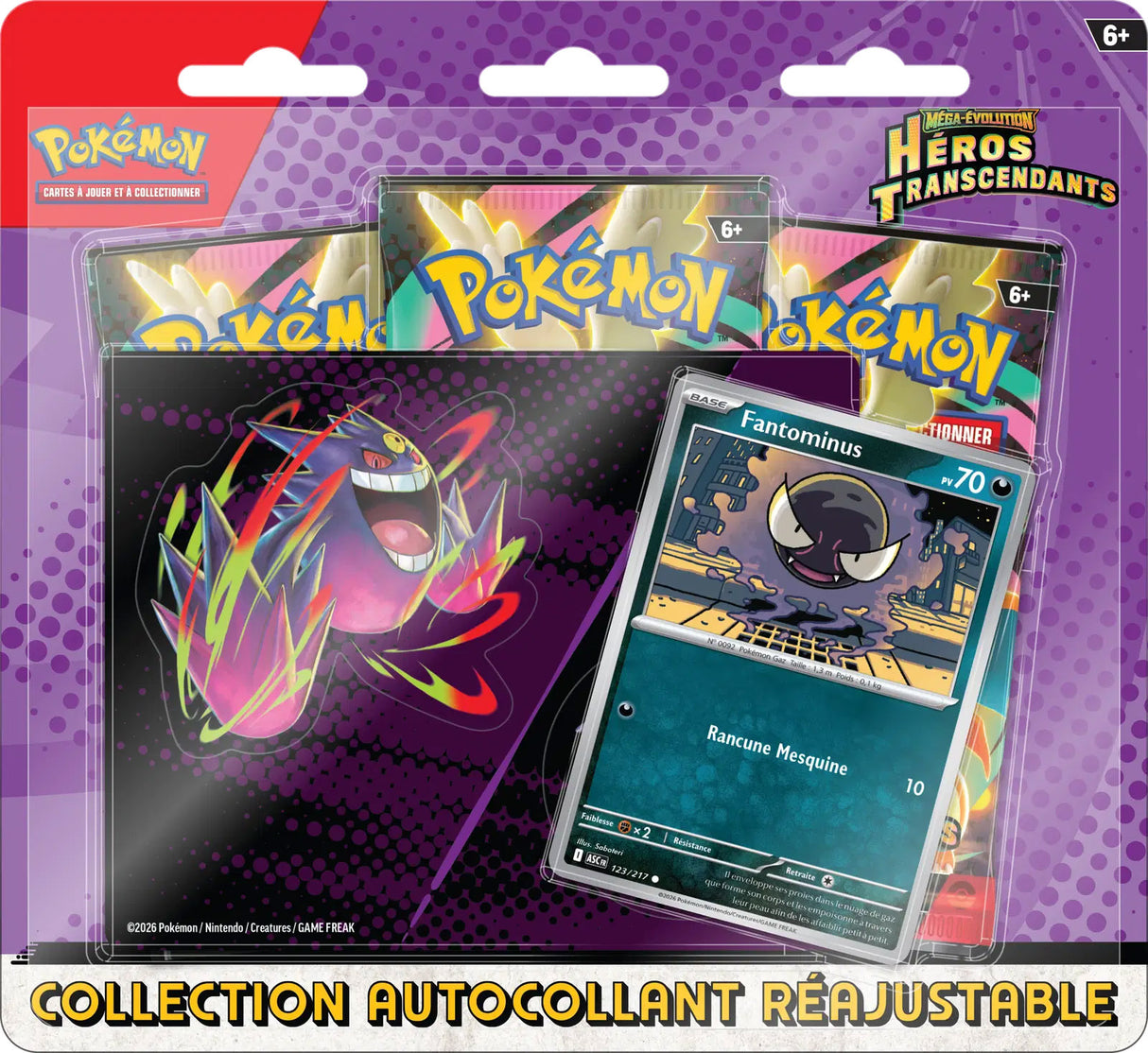 Pokémon - Tripack Collection Autocollant Réajustable ME02.5 : Héros Transcendants - Fantominus