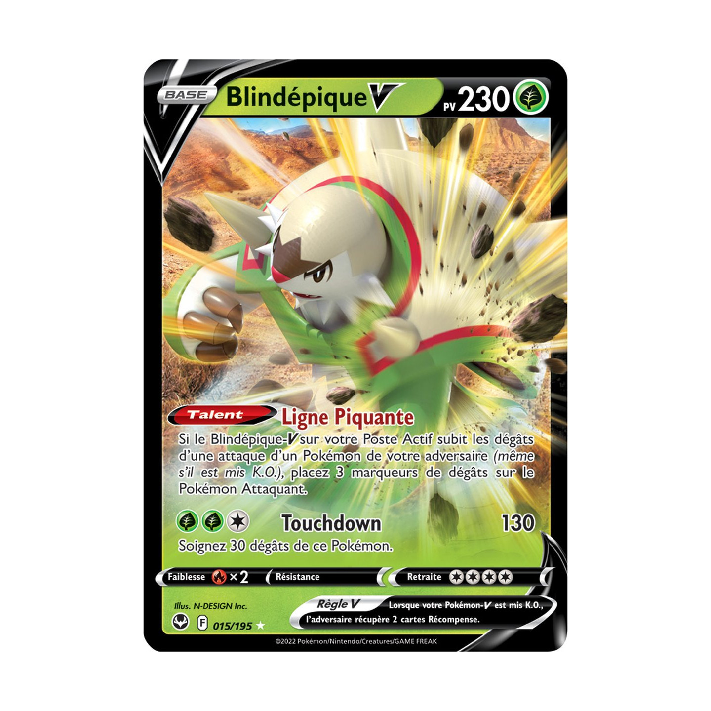 Blindépique V - 015/195 - Ultra Rare - Carte Pokémon Tempête Argentée EB12  - DracauGames