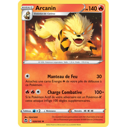 Arcanin - 020/195 - Rare / Reverse - Carte Pokémon Tempête Argentée EB12