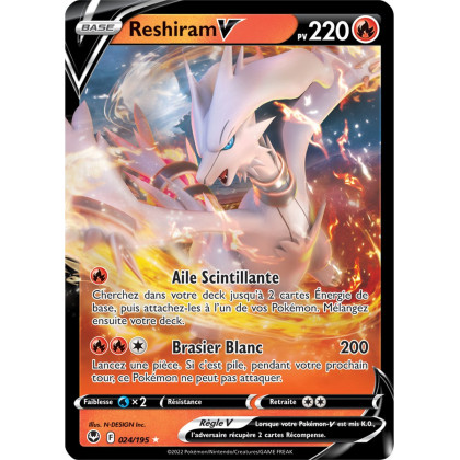 Reshiram V - 024/195 - Ultra Rare - Carte Pokémon Tempête Argentée EB12