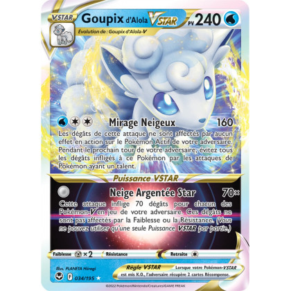 Goupix d'Alola VSTAR - 034/195 - Ultra Rare - Carte Pokémon Tempête Argentée EB12