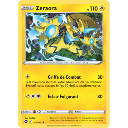 Zeraora - 056/195 - Rare / Reverse - Carte Pokémon Tempête Argentée EB12