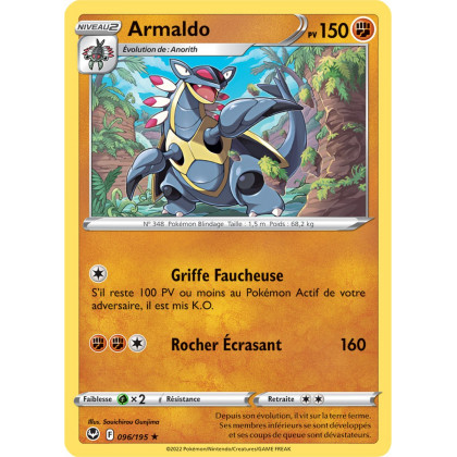 Armaldo - 096/195 - Rare / Reverse - Carte Pokémon Tempête Argentée EB12