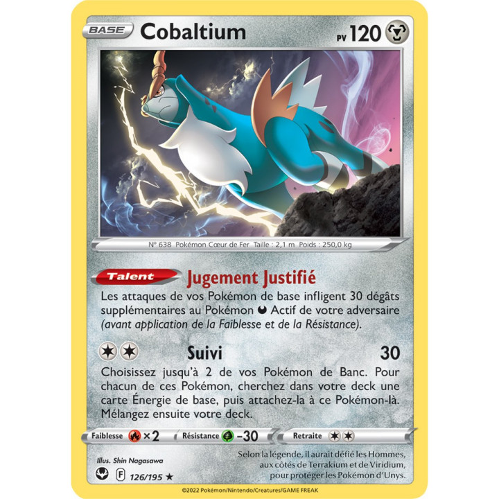 Cobaltium - 126/195 - Rare / Reverse - Carte Pokémon Tempête Argentée EB12