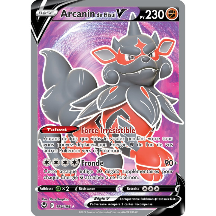 Arcanin de Hisui V - 179/195 - Ultra Rare Full Art - Carte Pokémon Tempête Argentée EB12