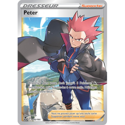 Peter - 192/195 - Dresseur Ultra Rare Full Art - Carte Pokémon Tempête Argentée EB12