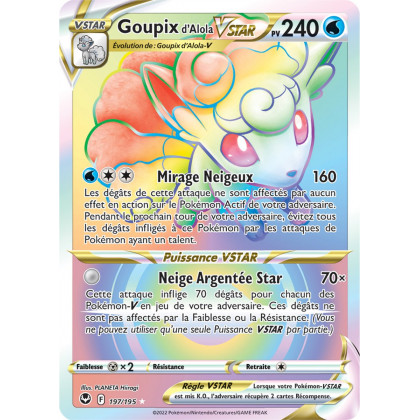 Goupix d'Alola VSTAR - 197/195 - Arc en Ciel Secrète Rare - Carte Pokémon Tempête Argentée EB12