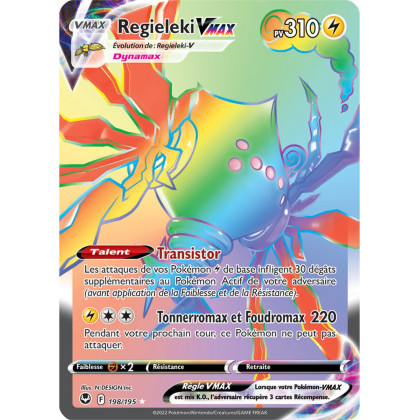 Regieleki VMAX - 198/195 - Arc en Ciel Secrète Rare - Carte Pokémon Tempête Argentée EB12