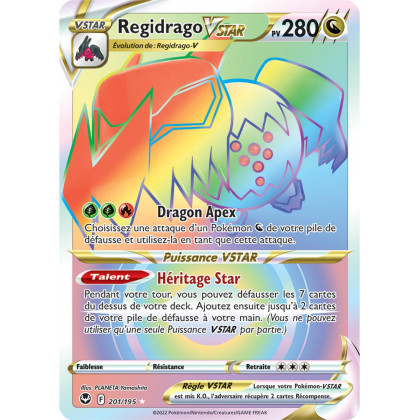 Regidrago VSTAR - 201/195 - Arc en Ciel Secrète Rare - Carte Pokémon Tempête Argentée EB12