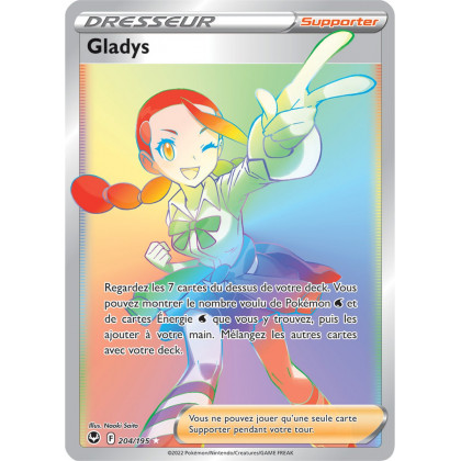 Gladys - 204/195 - Dresseur Arc en Ciel Secrète Rare - Carte Pokémon Tempête Argentée EB12