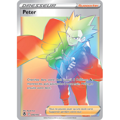 Peter - 206/195 - Dresseur Arc en Ciel Secrète Rare - Carte Pokémon Tempête Argentée EB12
