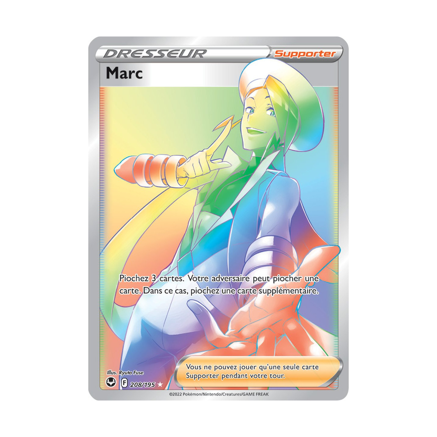 Marc - 208/195 - Dresseur Arc en Ciel Secrète Rare - Carte Pokémon Tempête  Argentée EB12 - DracauGames