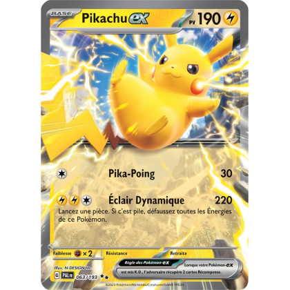 Pikachu EX - 063/193 - Carte Pokémon Évolutions à Paldea EV02