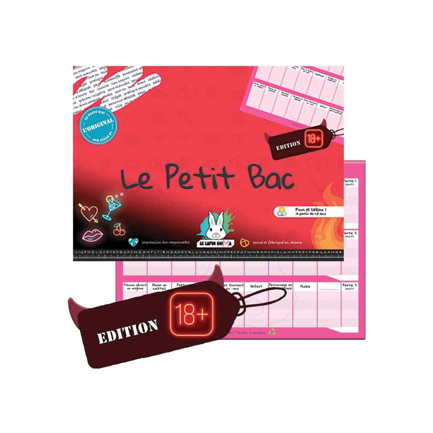 Acheter Jeu du Petit BAC - Edition + de 18 Ans - Jeux de Société - Le Lapin  Sigma - DracauGames