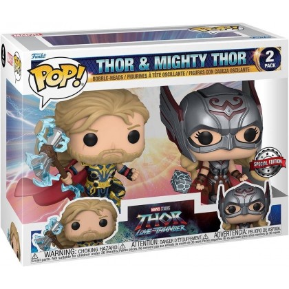 Thor : Love and Thunder Pack de 2 POP! Marvel Thor & Mighty Thor Special Edition Vinyle Figurine 10cm