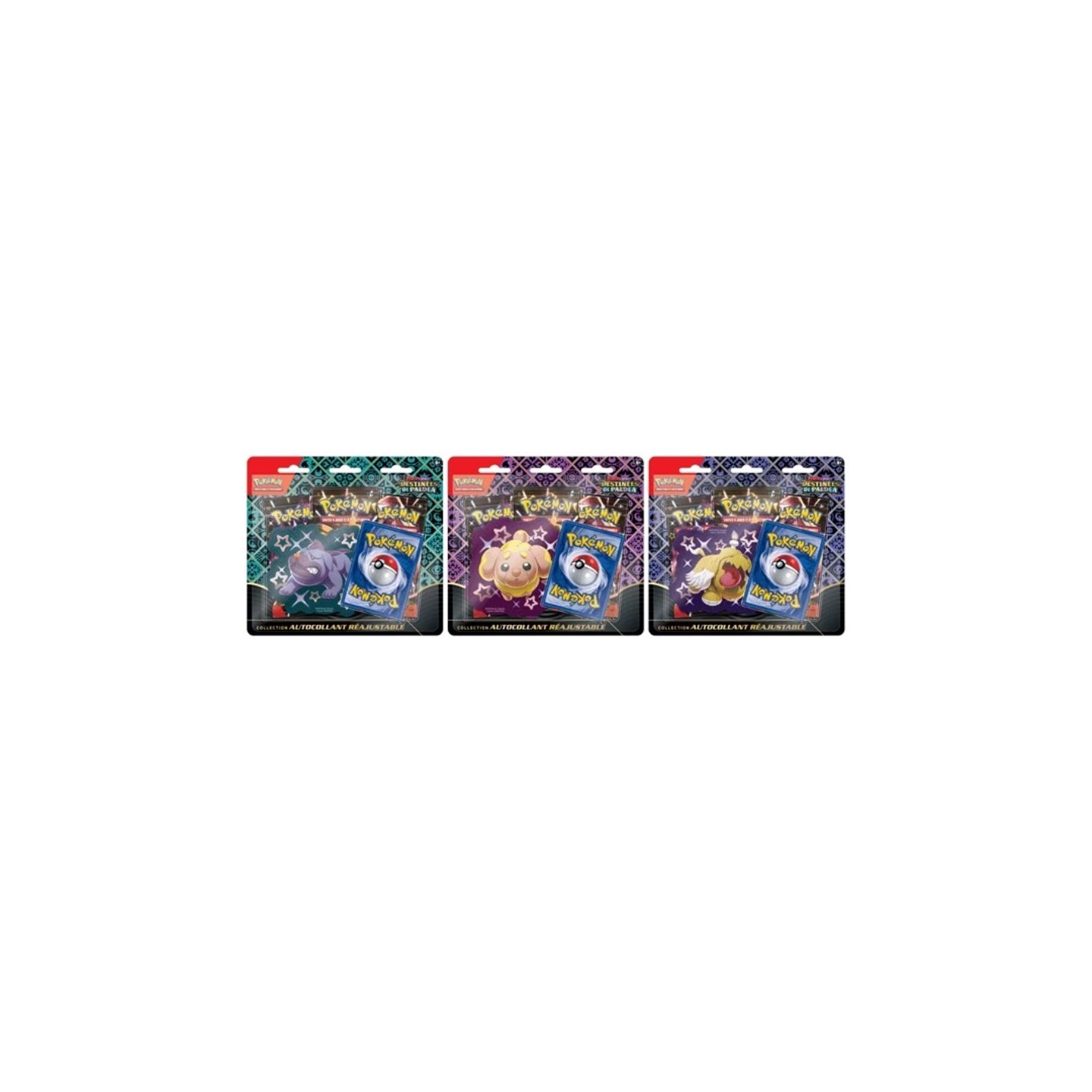 Pokémon JCC - Collection Autocollant Réajustable EV4.5 Destinées de Paldea  - Set de 3 (Pâtachiot, Grondogue, Toutombe)