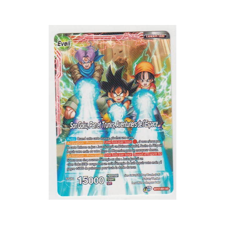 B17-001 Son Goku // Son, Pan et Trunks, Aventuriers de l'Espace - Cartes Dragon Ball Super