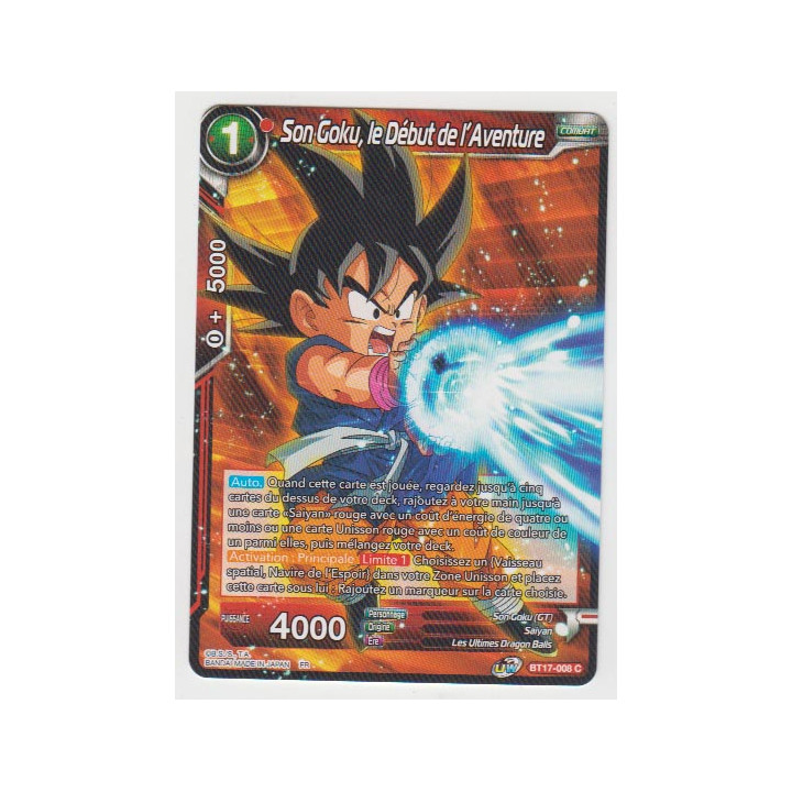 B17-008 Son Goku, le Début de l'Aventure - Cartes Dragon Ball Super