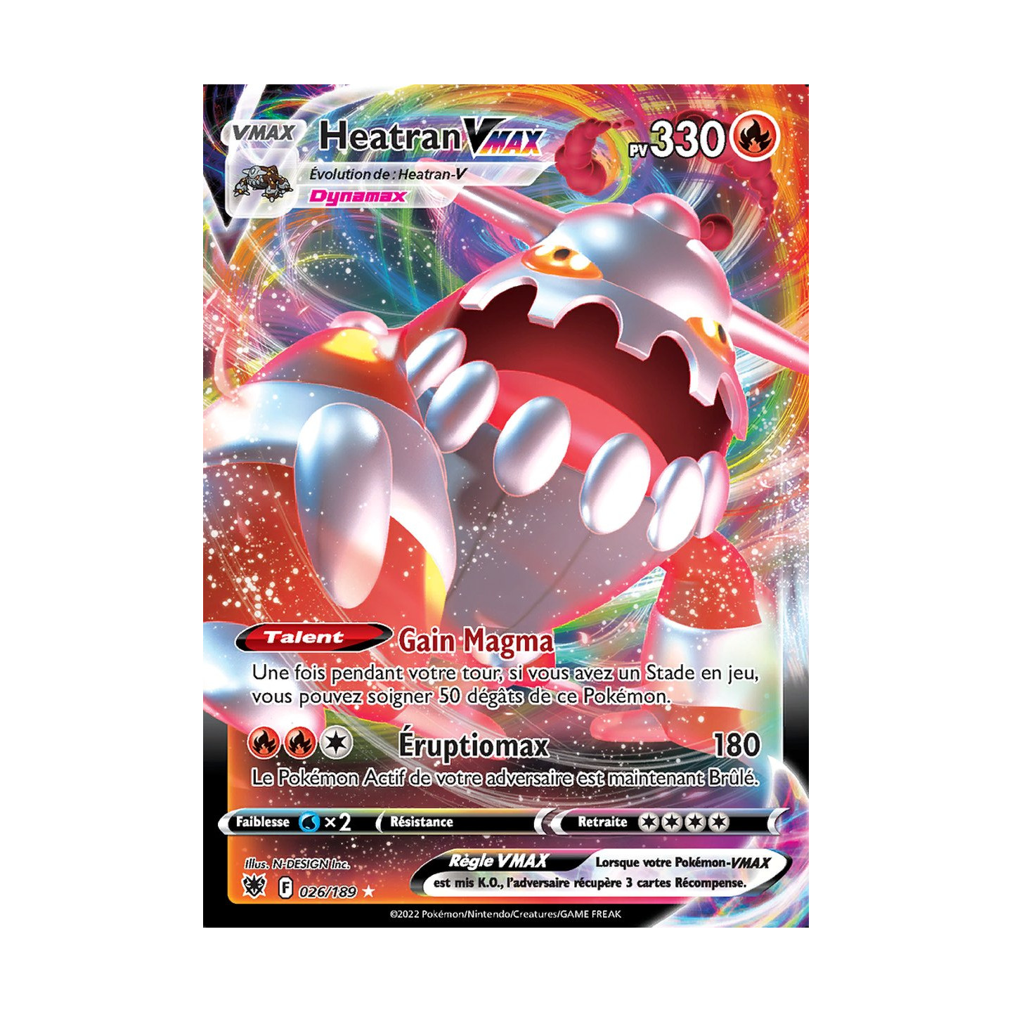 Heatran VMAX - EB10 026/189 - Astres Radieux SWSH10 - Carte Pokémon à  l'unité - DracauGames