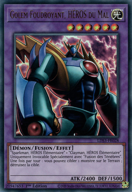 Golem Foudroyant, HÉROS du Mal - LDS3-FR028 (V.1 - Doré) - Cartes Yu-Gi-Oh!