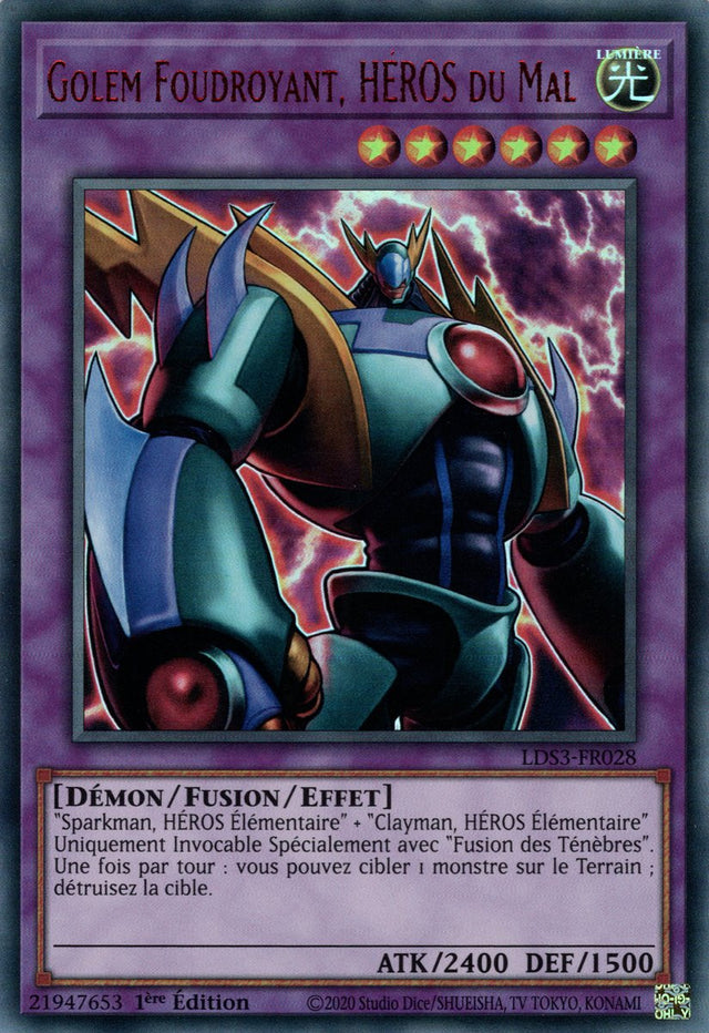Golem Foudroyant, HÉROS du Mal - LDS3-FR028 (V.2 - Rouge) - Cartes Yu-Gi-Oh!